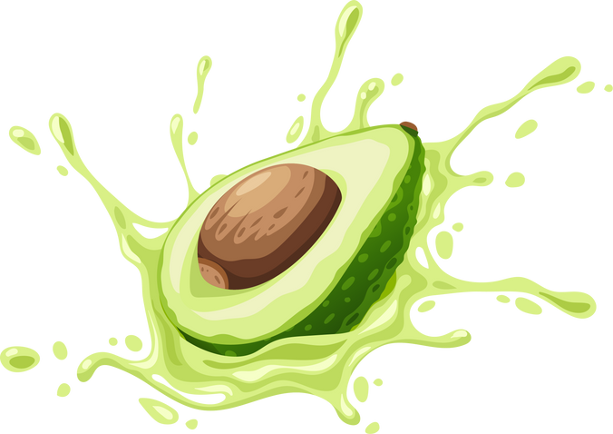 Green fruit avocado juicy splash. Ripe green PNG